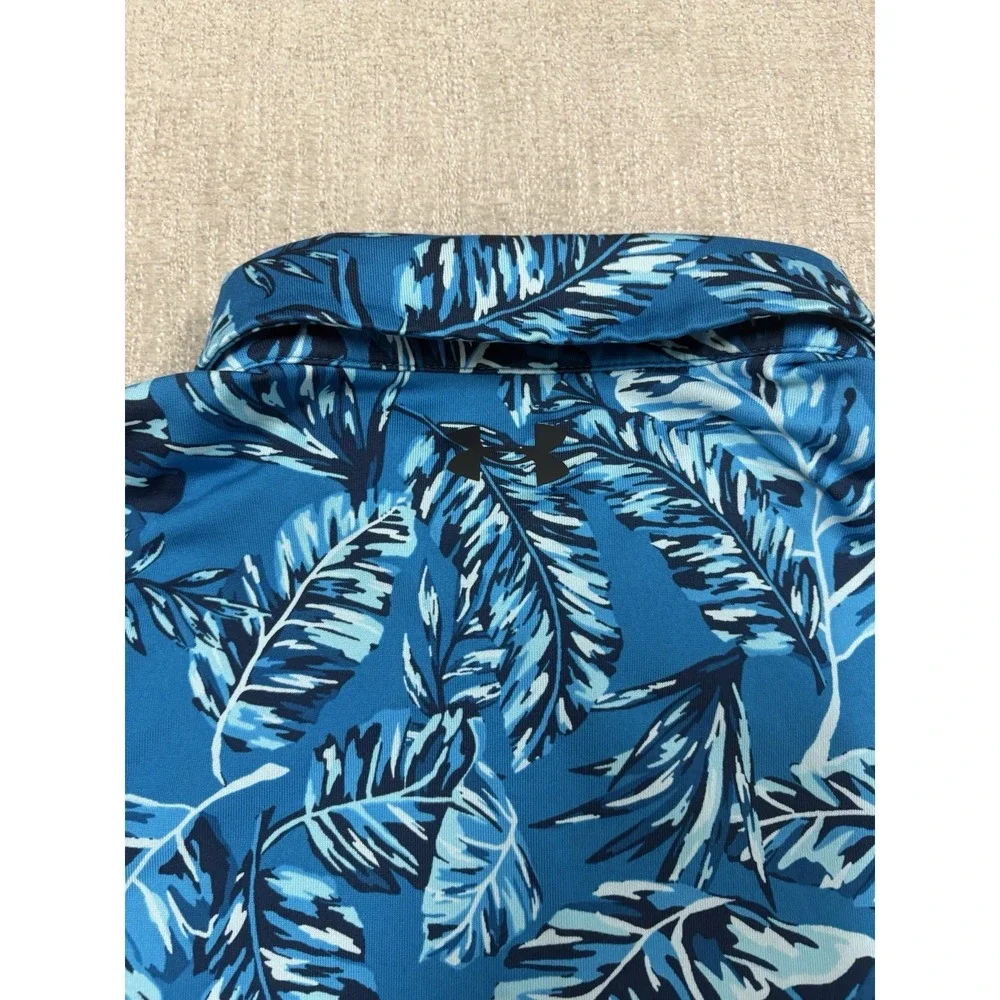 Under Armour The Playoff Polo Mens XL Blue Floral AOP Performance Golf